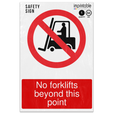 Picture of No Forklifts Beyond This Point Prohibition Adhesive Vinyl Sign