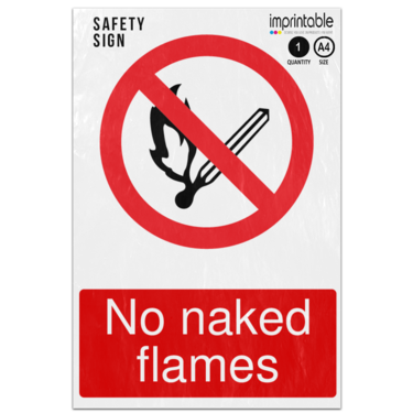 Picture of No Naked Flames Prohibition Adhesive Vinyl Sign