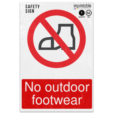 Picture of No Outdoor Footwear Prohibition Adhesive Vinyl Sign