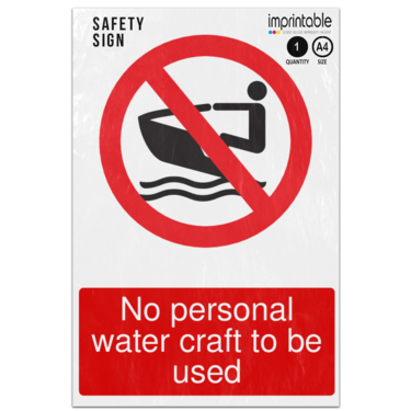 Picture of No Personal Water Craft To Be Used Prohibition Adhesive Vinyl Sign