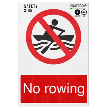 Picture of No Rowing Prohibition Adhesive Vinyl Sign