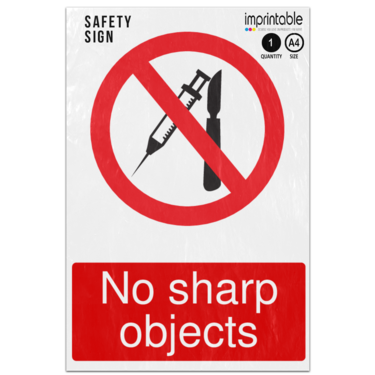 Picture of No Sharp Objects Prohibition Adhesive Vinyl Sign
