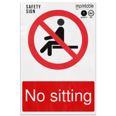 Picture of No Sitting Prohibition Adhesive Vinyl Sign