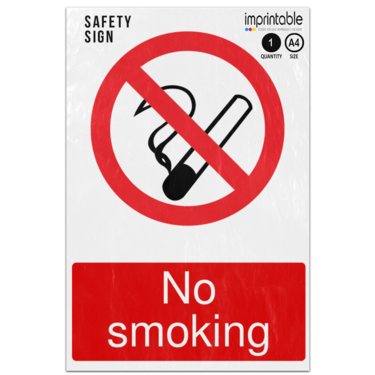 Picture of No Smoking Lit Cigarette Prohibition Adhesive Vinyl Sign