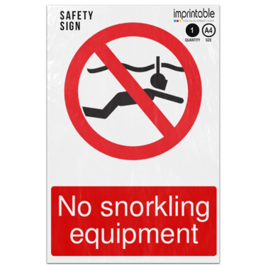 Picture of No Snorkling Equipment Prohibition Adhesive Vinyl Sign