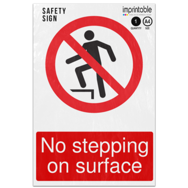 Picture of No Stepping On Surface Prohibition Adhesive Vinyl Sign