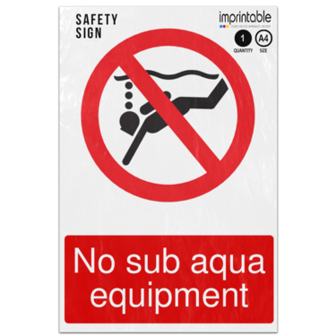 Picture of No Sub Aqua Equipment Prohibition Adhesive Vinyl Sign