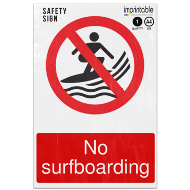 Picture of No Surfboarding Prohibition Adhesive Vinyl Sign