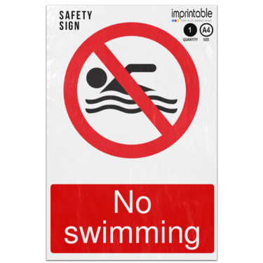 Picture of No Swimming Open Water Prohibition Adhesive Vinyl Sign