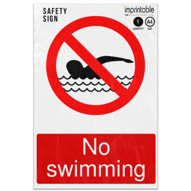 Picture of No Swimming Prohibition Adhesive Vinyl Sign