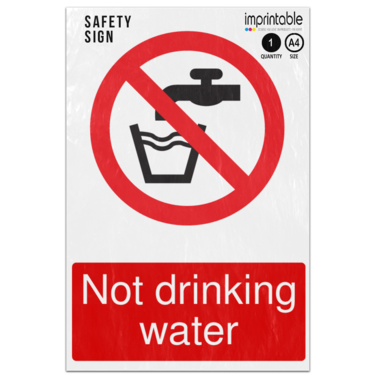 Picture of Not Drinking Water Container Prohibition Adhesive Vinyl Sign