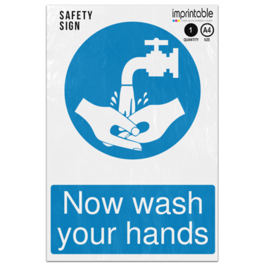 Picture of Now Wash Your Hands Mandatory Adhesive Vinyl Sign
