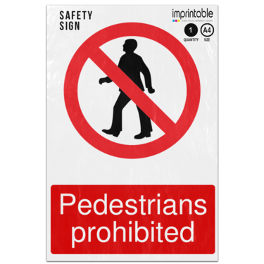 Picture of Pedestrians Prohibited Prohibition Adhesive Vinyl Sign
