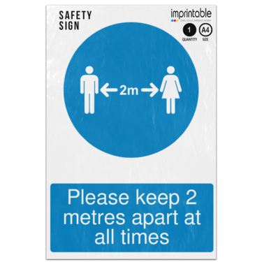 Picture of Please Keep 2 Metres Apart At All Times Mandatory Adhesive Vinyl Sign