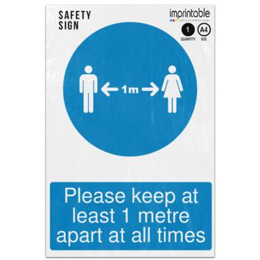 Picture of Please Keep At Least 1 Metre Apart At All Times Mandatory Adhesive Vinyl Sign