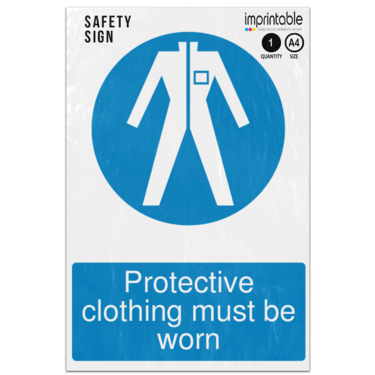 Picture of Protective Clothing Must Be Worn Mandatory Adhesive Vinyl Sign
