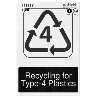 Picture of Recycling For Type 4 Plastics Mandatory Adhesive Vinyl Sign