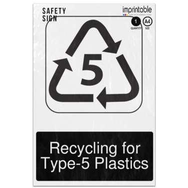 Picture of Recycling For Type 5 Plastics Mandatory Adhesive Vinyl Sign