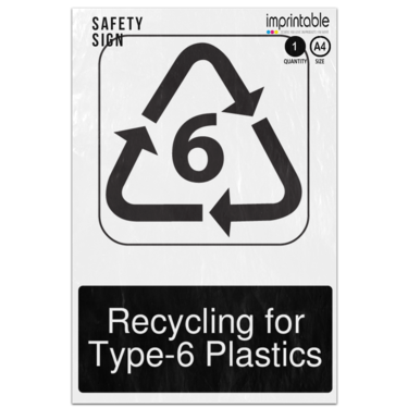 Picture of Recycling For Type 6 Plastics Mandatory Adhesive Vinyl Sign