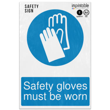 Picture of Safety Gloves Must Be Worn Mandatory Adhesive Vinyl Sign