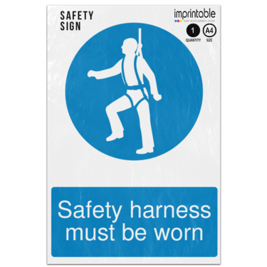 Picture of Safety Harness Must Be Worn Mandatory Adhesive Vinyl Sign