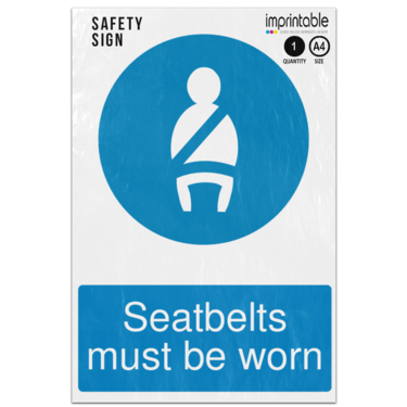 Picture of Seatbelts Must Be Worn Mandatory Adhesive Vinyl Sign