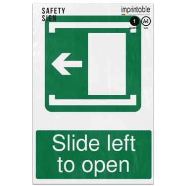 Picture of Slide Left To Open Safe Condition Adhesive Vinyl Sign