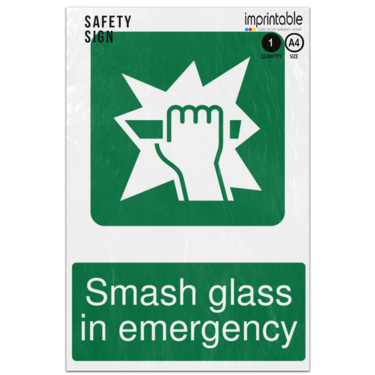 Picture of Smash Glass In Emergency Safe Condition Adhesive Vinyl Sign