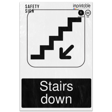 Picture of Stairs Down Information Adhesive Vinyl Sign