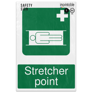 Picture of Stretcher Point Safe Condition Adhesive Vinyl Sign