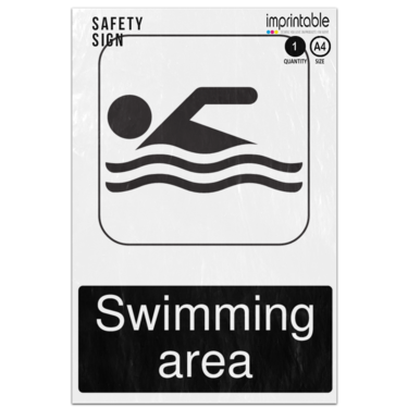 Picture of Swimming Area Information Adhesive Vinyl Sign