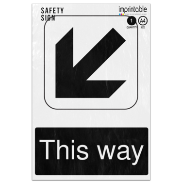 Picture of This Way Diagonal Down Left Arrow Information Adhesive Vinyl Sign