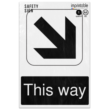 Picture of This Way Diagonal Down Right Arrow Information Adhesive Vinyl Sign