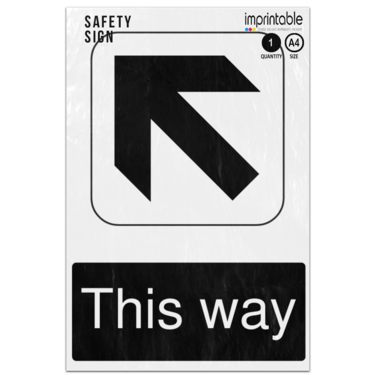 Picture of This Way Diagonal Up Left Arrow Information Adhesive Vinyl Sign