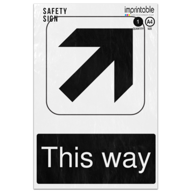Picture of This Way Diagonal Up Right Arrow Information Adhesive Vinyl Sign