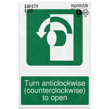 Picture of Turn Anticlockwise Counterclockwise To Open Safe Condition Adhesive Vinyl Sign