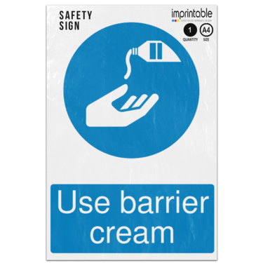 Picture of Use Barrier Cream Mandatory Adhesive Vinyl Sign