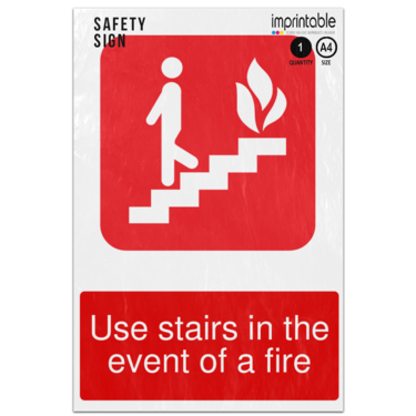 Picture of Use Stairs In The Event Of A Fire Emergency Equipment Adhesive Vinyl Sign