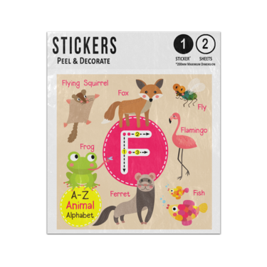 Picture of A Z Animal Alphabet Cartoon Characters Letter F Sticker Sheets Twin Pack