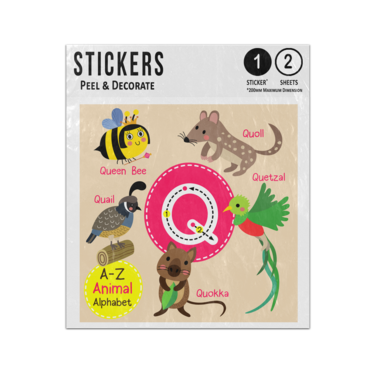 Picture of A Z Animal Alphabet Cartoon Characters Letter Q Sticker Sheets Twin Pack