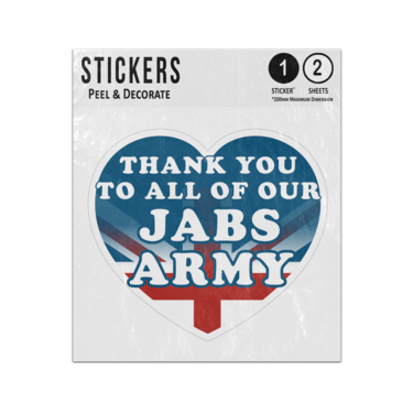 Picture of Thank You To All Of Our Jabs Army Uk Heart Flag Sticker Sheets Twin Pack