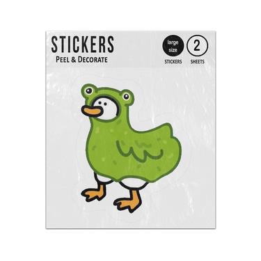 Picture of White Swan Wearing Green Frog Onesie Frogswan Swanfrog Adesion Sticker Sheets Twin Pack