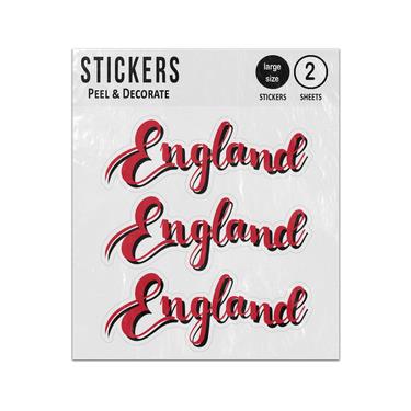 Picture of England Country Word Elegant Handwriting Script Sticker Sheet Twin Pack