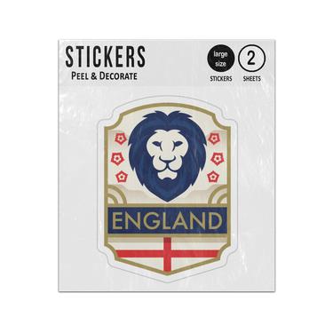 Picture of England Football Brave Lion Roses Flag Shield Badge Sticker Sheet Twin Pack