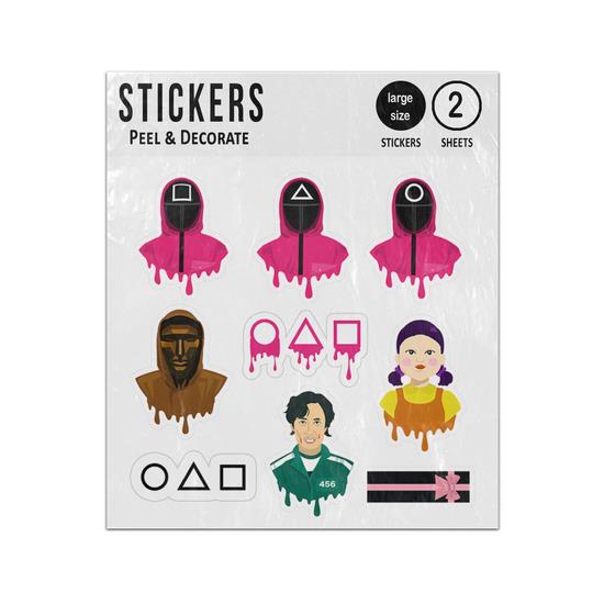 Picture of Squid game guards front man doll seong gi hun characters Sticker Sheet Twin Pack