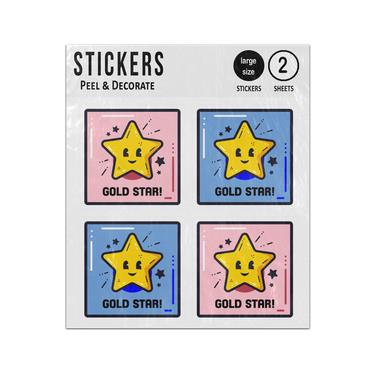 Picture of Gold Star Teacher Reward Girl Boy Pink Blue Sticker Sheets Twin Pack