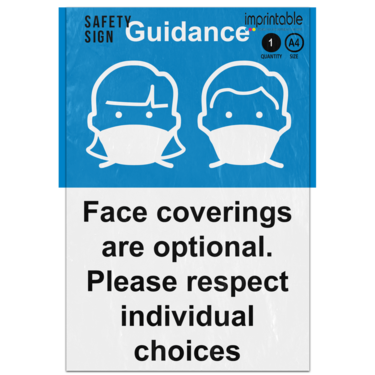 Picture of Face Coverings Are Optional Please Respect Individual Choices Adhesive Vinyl Sign