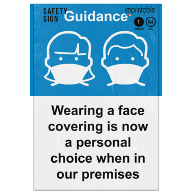 Picture of Wearing A Face Covering Is Now A Personal Choice When In Our Premises Adhesive Vinyl Sign