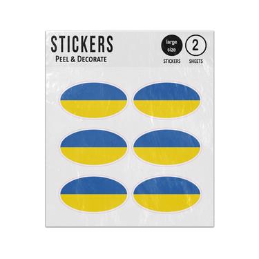 Picture of Flag Of Ukraine National Blue Yellow Bands Ellipse Shape Sticker Sheets Twin Pack