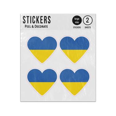 Picture of Flag Of Ukraine National Blue Yellow Bands Heart Shape Sticker Sheets Twin Pack